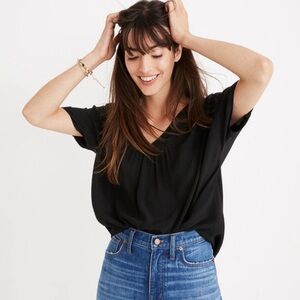 Madewell - Rhyme Short Sleeve Top - baby doll - Black - Size Medium